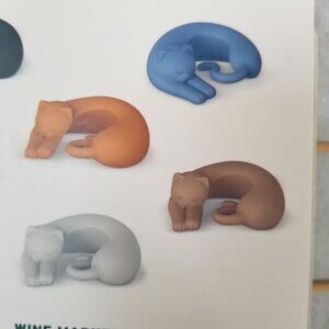 NEW Cat Lover Wine Charms Set of 6 Gift Ready Unopened by Genuine Fred